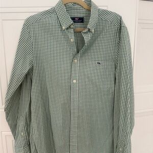 Vineyard Vines Green Gingham Long Sleeve Shirt